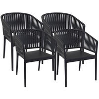 GARTENSTUHL 4er Set Kunststoff Schwarz - Schwarz, Kunststoff (58/80/58cm) - CLP