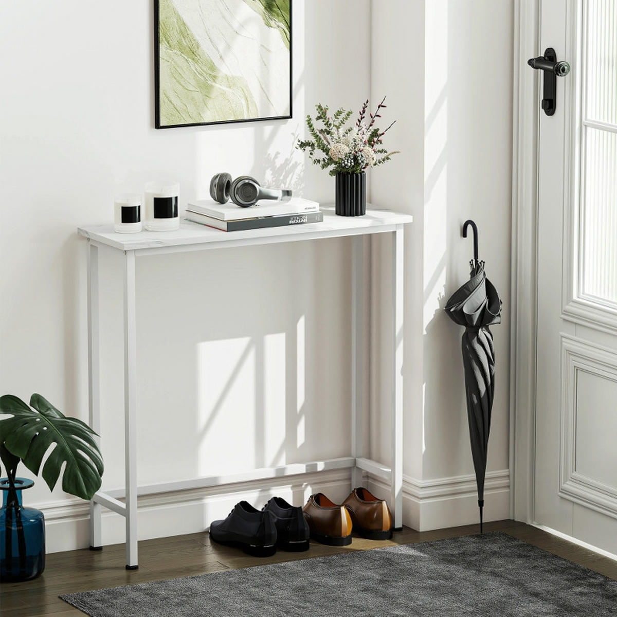 KONSOLENTISCH 75/24/76 cm weiß aus Holz mit Kippschutz - Weiß, Holz (75/24/76cm) - OKWISH