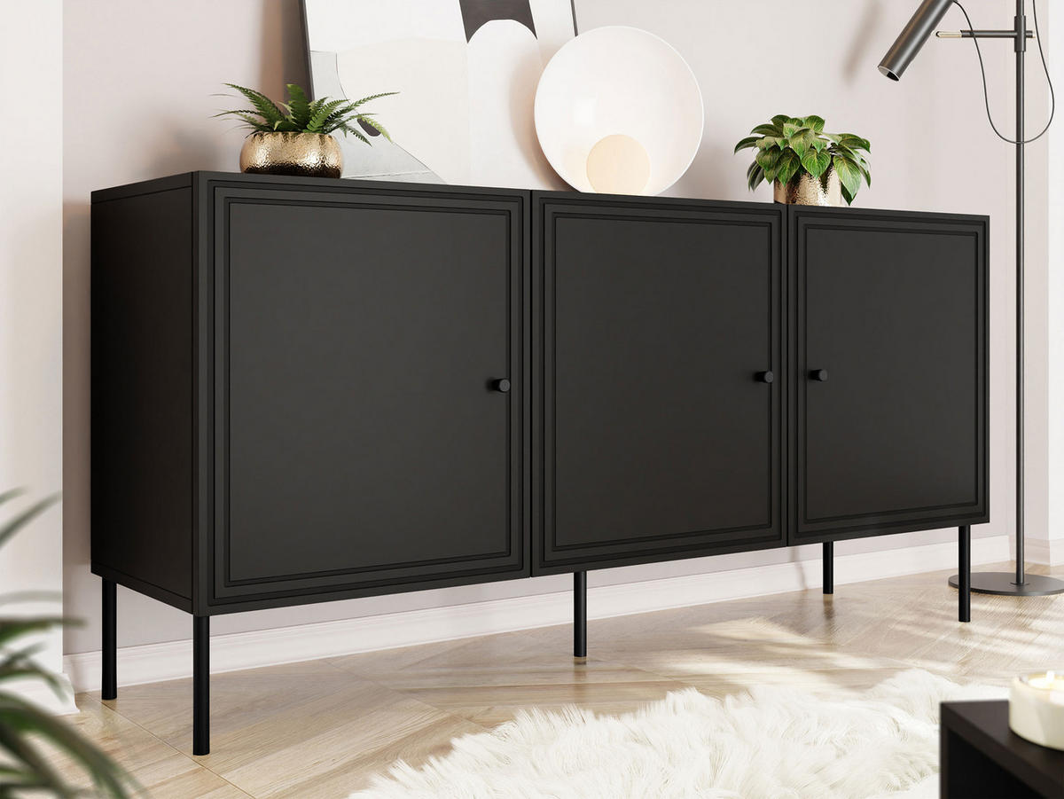 SIDEBOARD Palazzo Bis 150 3D - Schwarz, Holzwerkstoff/Kunststoff (151/75/40cm) - MIRJAN24