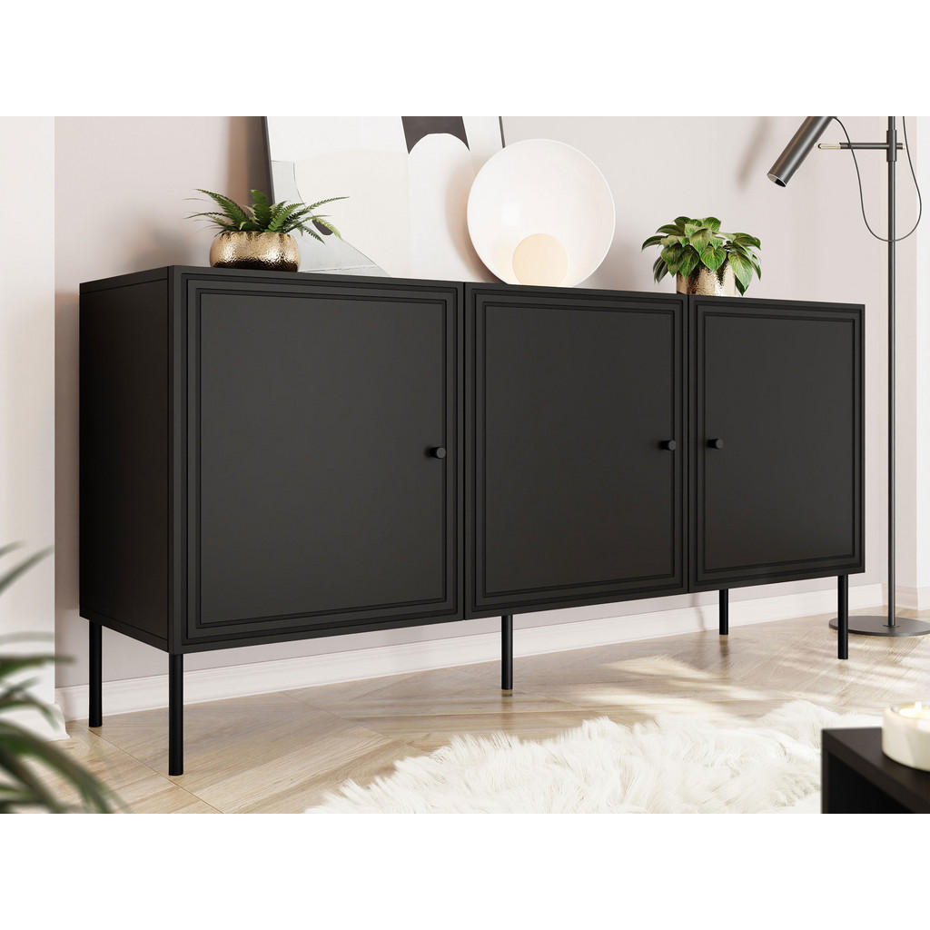 Thumbnail - Mirjan24 Sideboard, Schwarz, Kunststoff, Rechteckig, 151x75x40 cm, Wohnzimmer, Kommoden & Sideboards, Sideboards