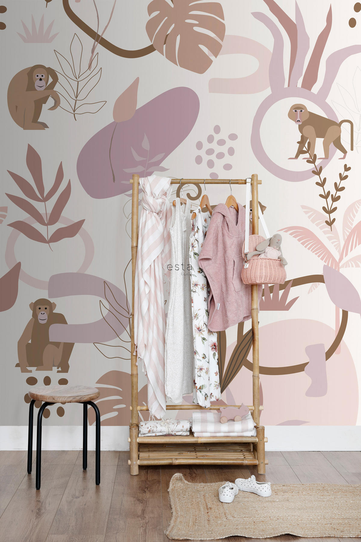 FOTOTAPETE Affen 200 x 279 cm - Pink, Papier (200/279cm) - ESTAhome