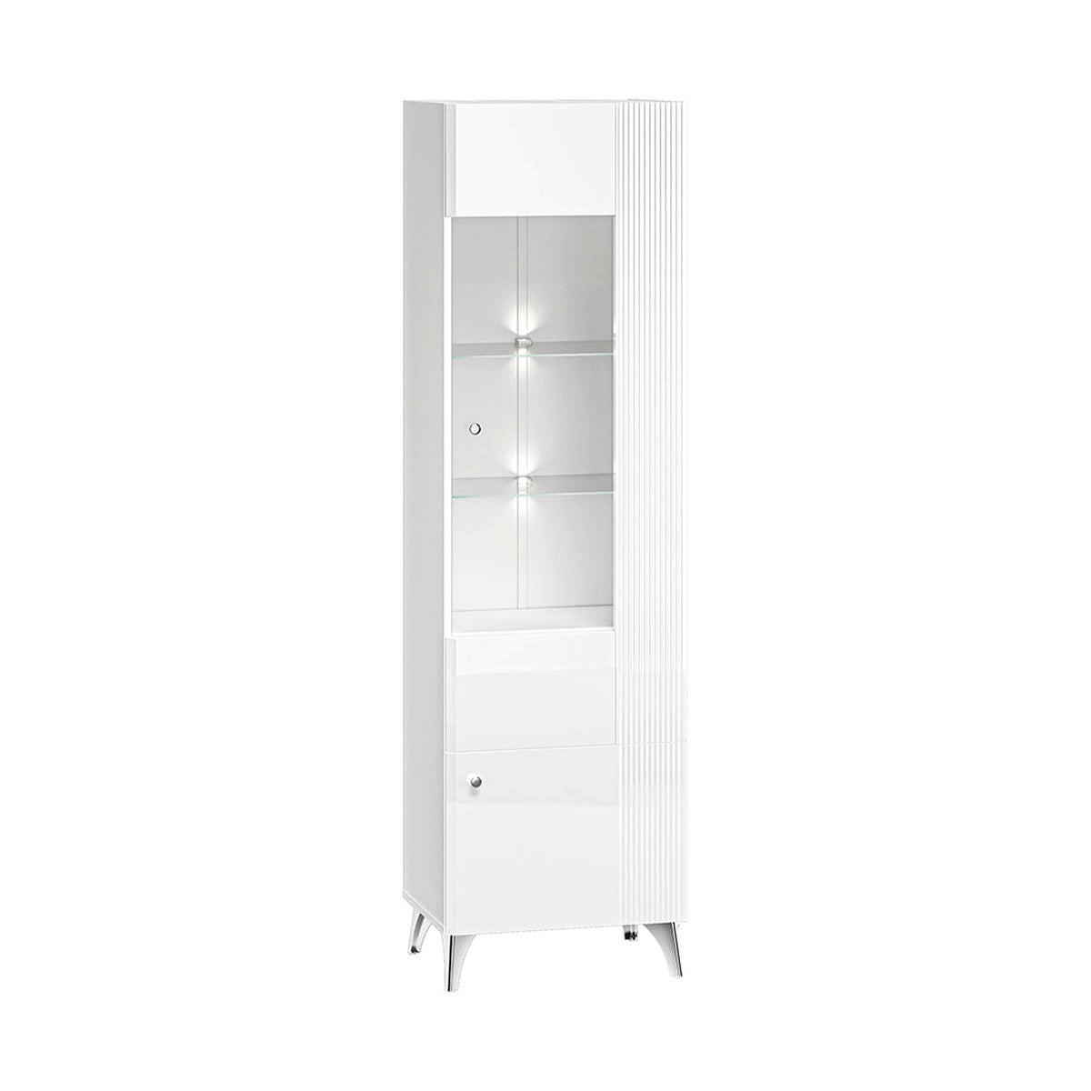 VITRINE – 54 cm – Villa – Weiß Hochglanz - Weiß Hochglanz, Holzwerkstoff (54/190/40cm) - hi-markt