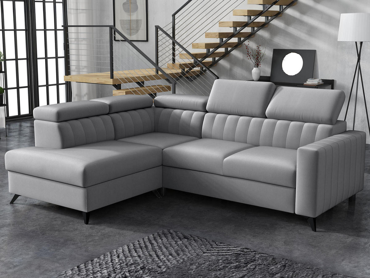 ECKSOFA Milano 2RRLXP, Seite: Links LXP+R+2R - Hellgrau, Holz/Textil (249/195cm) - MIRJAN24