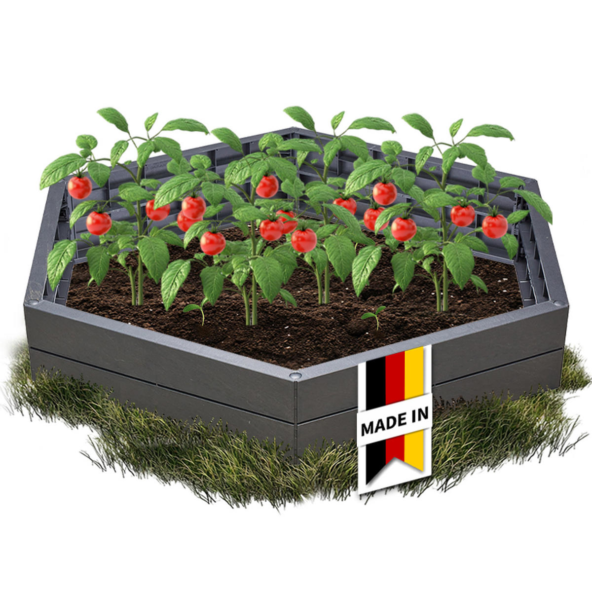 HOCHBEET-SYSTEM XL, 6 Paneele inkl. Verbinder - Anthrazit, Kunststoff (145/25/145cm) - GARANTIA