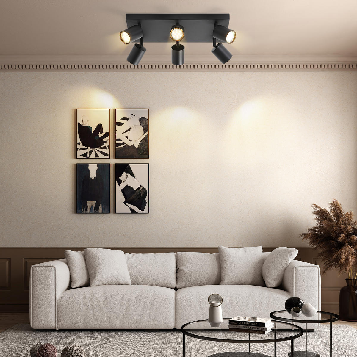 STRAHLER Bergheim 6-flammig 40/20/14.4 cm - Schwarz, Metall (40/20/14.4cm) - Nettlife