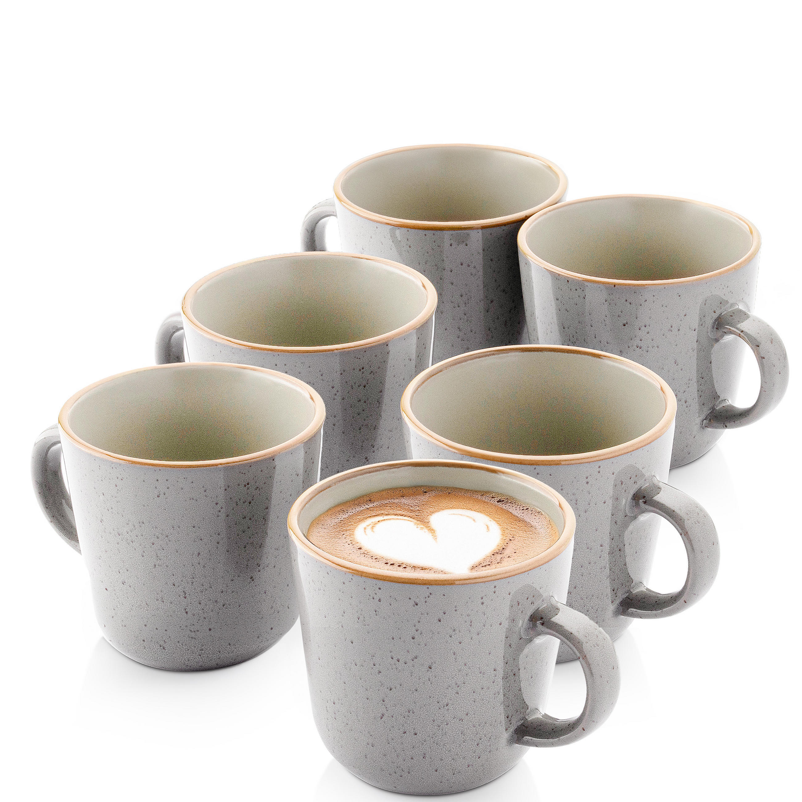 KAFFEEBECHER RIO PERLGRAU - 6 teilig aus Steingut - Grau, Stein (0.43L) - Sänger