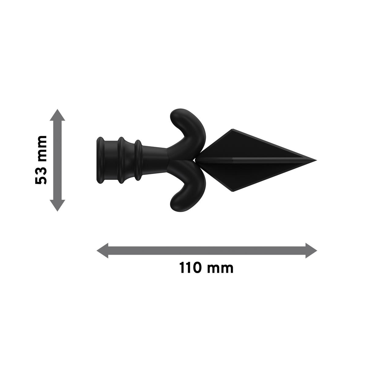 ENDSTÜCKE FÜR GARDINENSTANGEN 16 mm Ø, Matteo Schwarz, Packung 2 Stück - Schwarz, Metall (11/5.3/5.3cm) - INTERDECO
