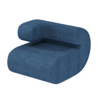 SOFA Modulares Sofa Kommaform Blau Rechte Armlehne - Blau, Textil (76/66/90cm) - Vercart