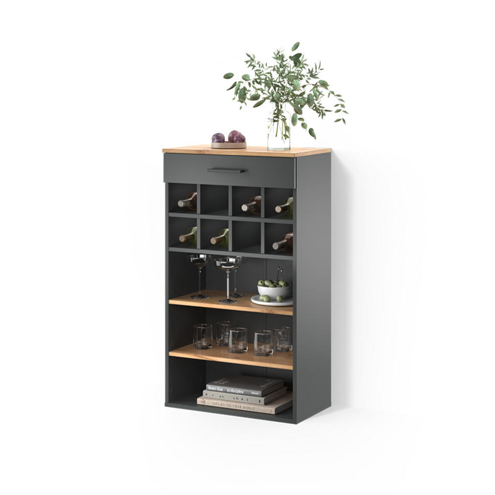 Livinity® Weinregal Eiche, Anthrazit 60x106x34.5 cm