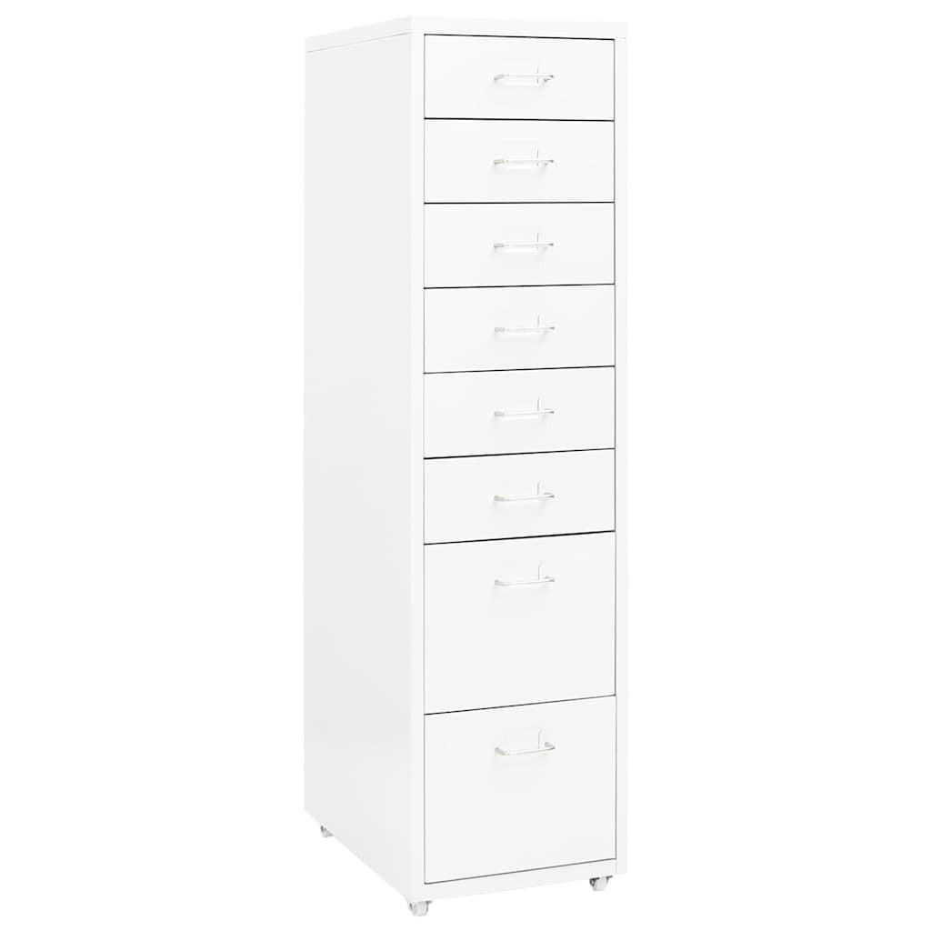 AKTENSCHRANK Mit Rollen Weiss 28/41/109 Cm Metall - Weiß, Metall (41/109/28cm) - vidaXL