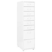 AKTENSCHRANK Mit Rollen Weiss 28/41/109 Cm Metall - Weiß, Metall (41/109/28cm) - vidaXL