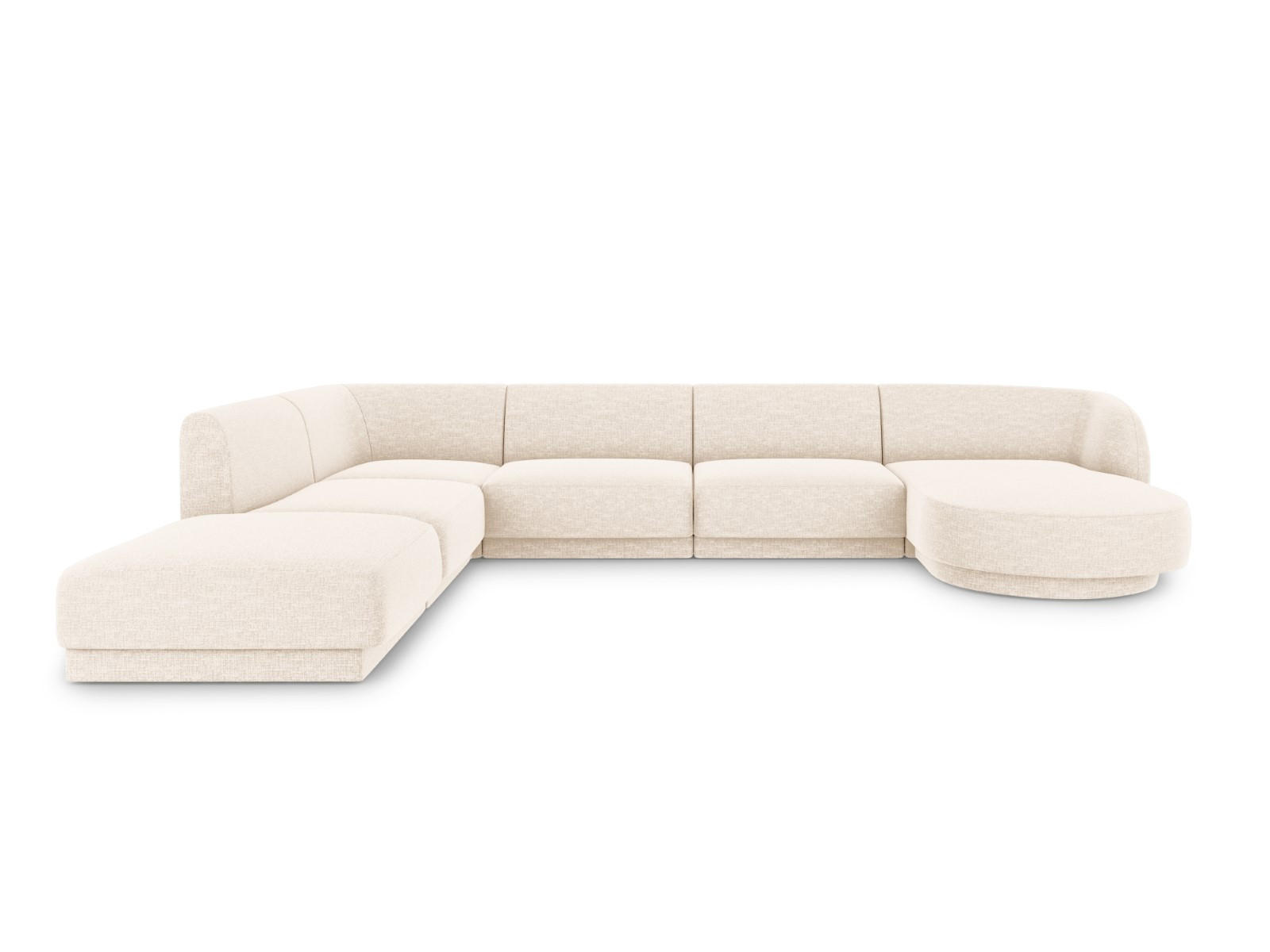 PANORAMASOFA links Miley aus Chenille-Stoff leichtes beige 6 Sitzplätze - Creme, Textil (255/70/330cm) - Micadoni