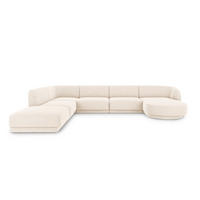 PANORAMASOFA links Miley aus Chenille-Stoff leichtes beige 6 Sitzplätze - Creme, Textil (255/70/330cm) - Micadoni