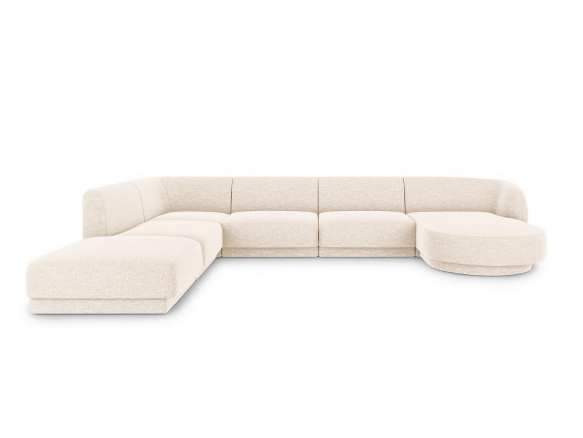 PANORAMASOFA links Miley aus Chenille-Stoff leichtes beige 6 Sitzplätze - Creme, Textil (255/70/330cm) - Micadoni