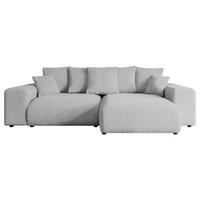 ECKSOFA Ottomane rechts ESKAR-L 266x176x84 Hellgrau Bouclé - Hellgrau/Schwarz, Holzwerkstoff/Kunststoff (176/266cm) - ALTDECOR