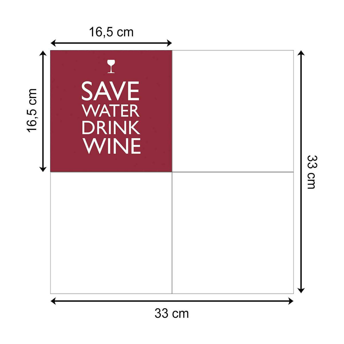 PAPIER SERVIETTEN Save Water Drink Wine 33 x 33 cm 20er Set - Rot, Papier (33/33cm) - PPD