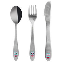 KINDERBESTECK Stahl Eule 3-teilig. - Silberfarben, Metall - Orion 