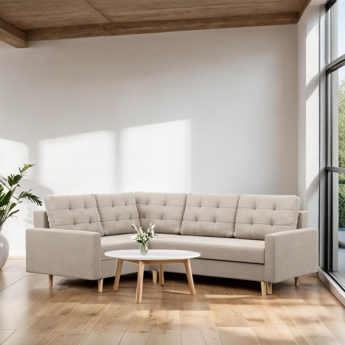 ECKSOFA Blank links beige - Beige, Textil (223/172cm) - SIMKAM Furniture