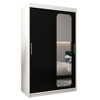 SCHWEBETÜRENSCHRANK 200/120/62 2-türig - Silberfarben/Schwarz, Holz/Kunststoff (120/200/62cm) - Abiks Möbel