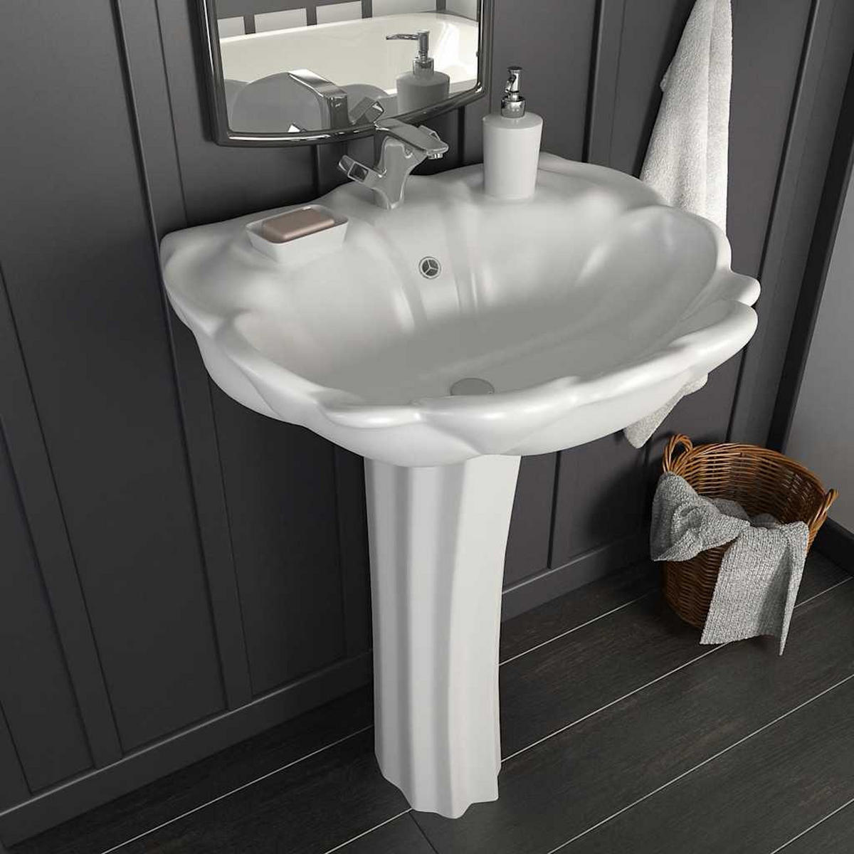 WASCHBECKEN Freistehendes Mit Säule Keramik Weiss 580/510/200 Mm - Weiß, Keramik (51/20/58cm) - vidaXL
