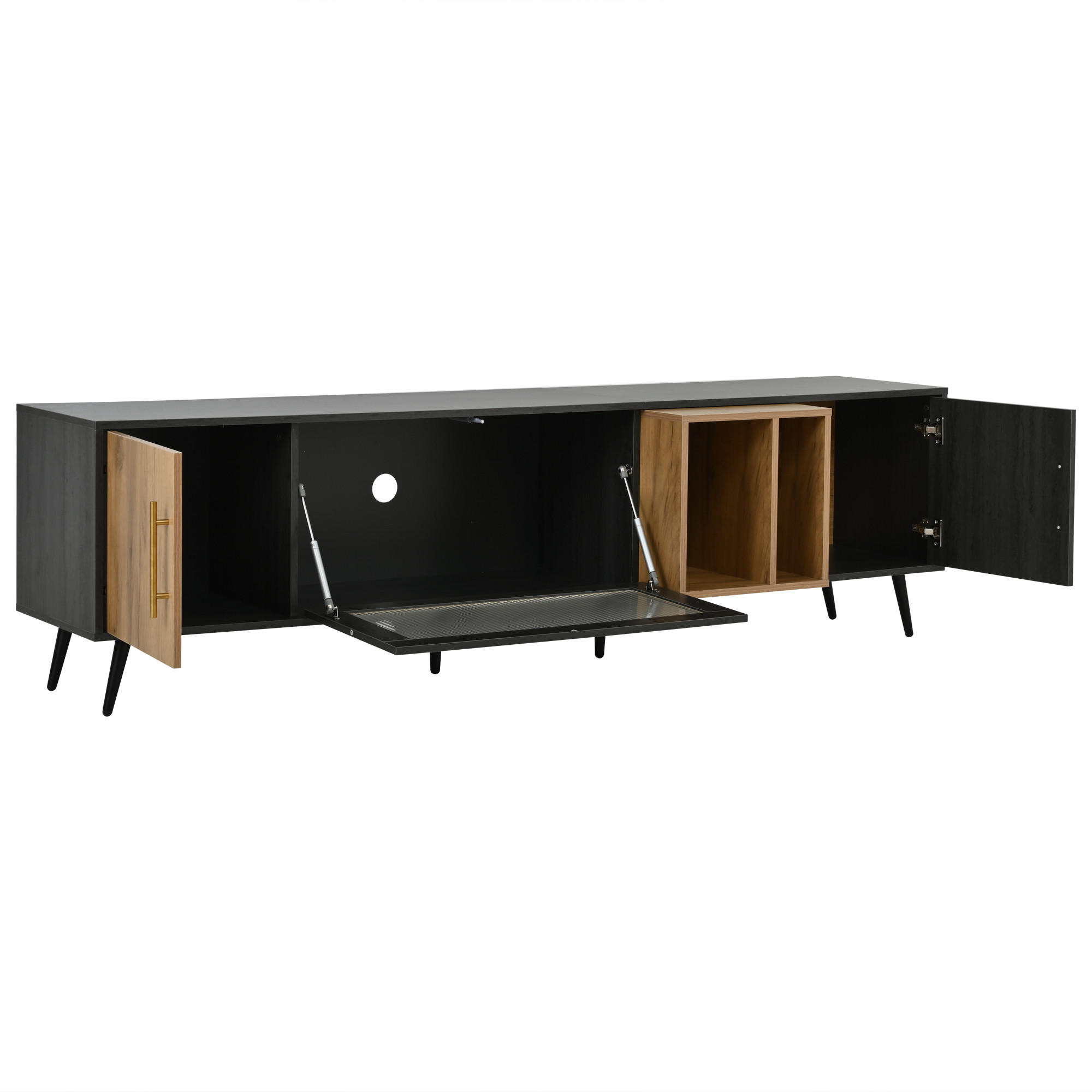 TV-ELEMENT 200/40/55.5 cm Grau mit 3 Türen - Grau, Holz (200/55.5/40cm) - Oxeza