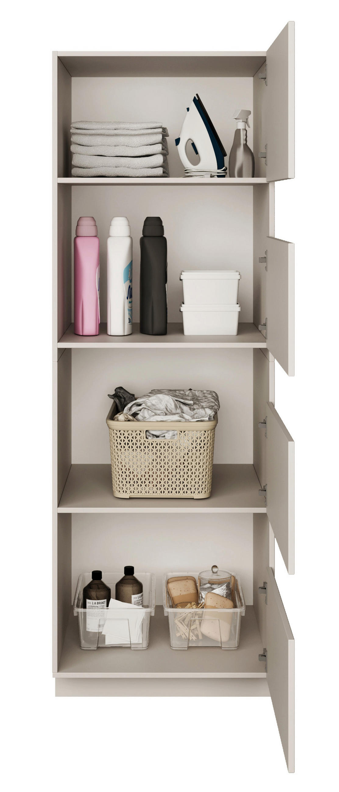 BADEZIMMER-HOCHSCHRANK Holv Kaschmirgrau 68 cm - Taupe, Holzwerkstoff/Metall (67.5/200/66cm) - Selsey