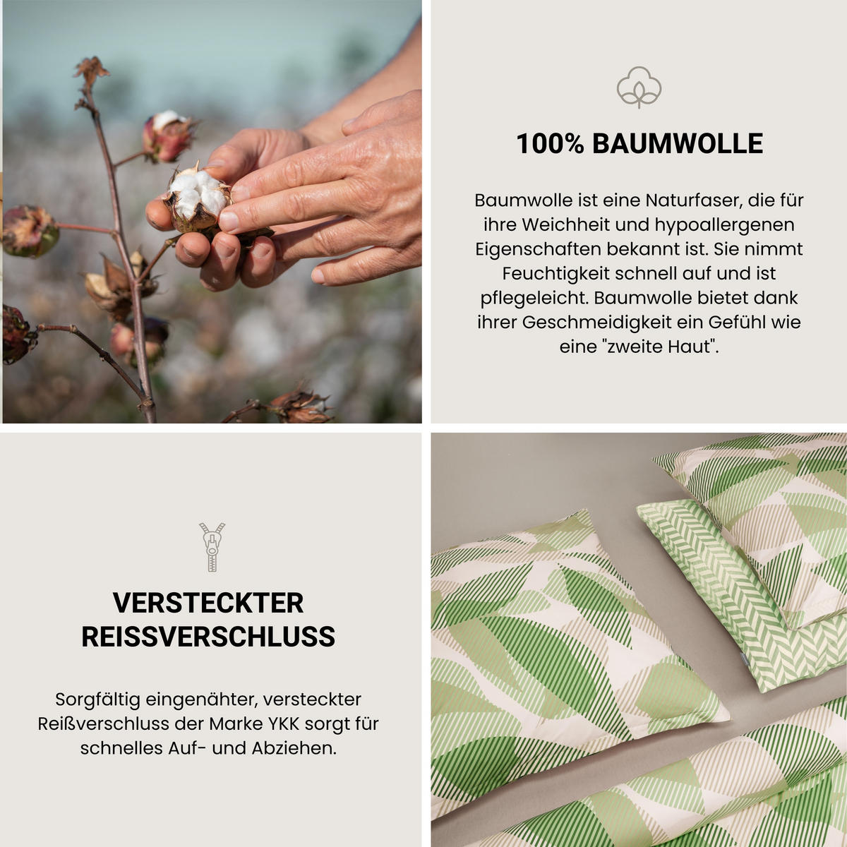 BETTWÄSCHESET Lea - Renforcé - 2-teilig - 155 x 220 cm - Grün - Grün, Textil (155/220cm) - SCHIESSER