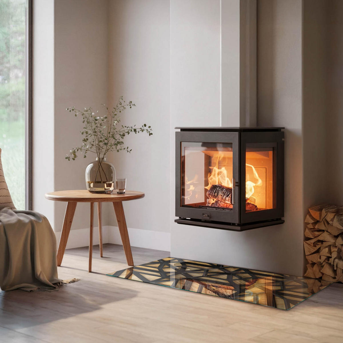 GLASPLATTE für Kamin 120x60 cm - Braun, Glas (120/60/0.4cm) - TULUP