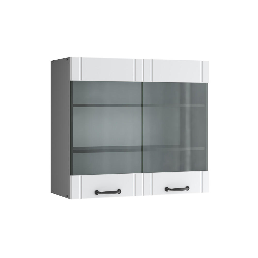 KÜCHENGLASSCHRANK Fame-Line Weiß Landhaus 80 cm - Anthrazit/Weiß, Holzwerkstoff (80/72/34.1cm) - Vicco