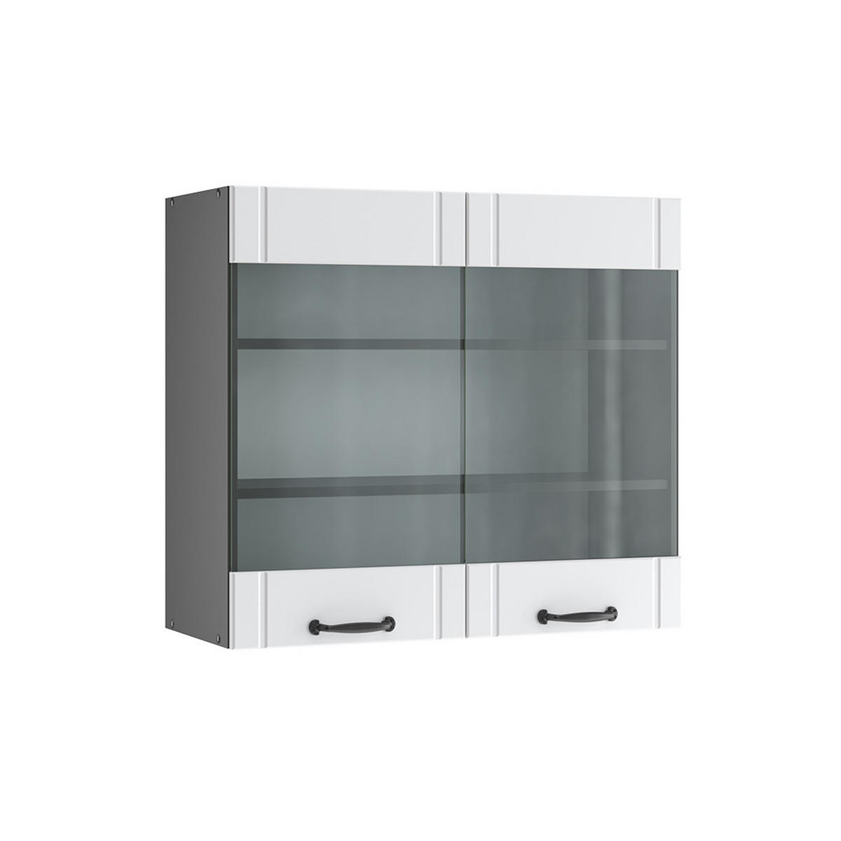 KÜCHENGLASSCHRANK Fame-Line Weiß Landhaus 80 cm - Anthrazit/Weiß, Holzwerkstoff (80/72/34.1cm) - Vicco