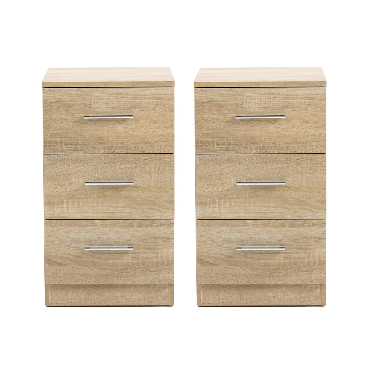 NACHTTISCH mit 3 Schubladen 37,6/35,2/65,5 cm in Natur – kompakt und stauraumstark - Weiß, Holzwerkstoff (35.2/65.5/37.6cm) - BEAOK