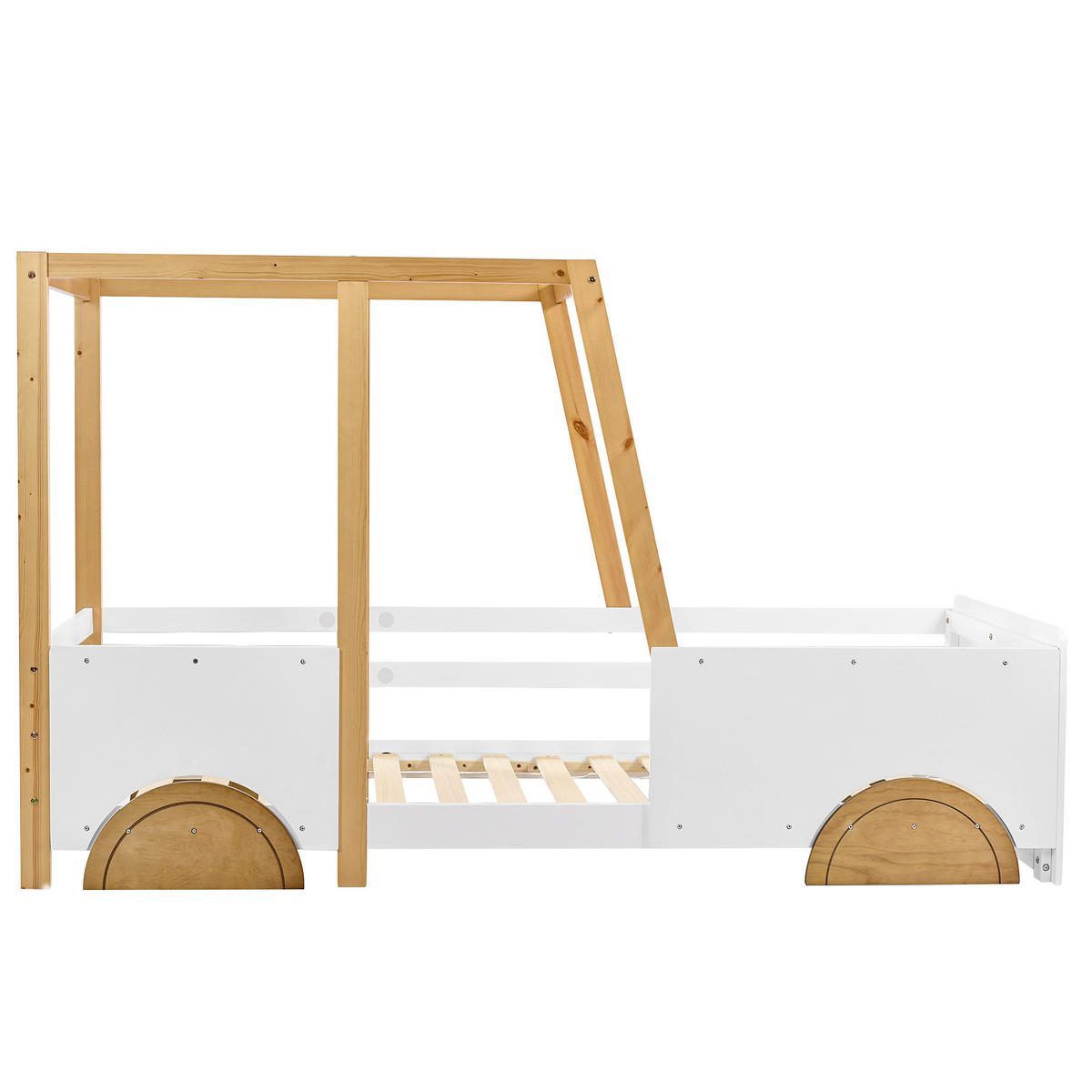 ETAGENBETT 90x200 cm, mit Sofa, Regalen & 5-stufiger Leiter, Massivholz, weiß - Weiß, Holz (90/200cm)
