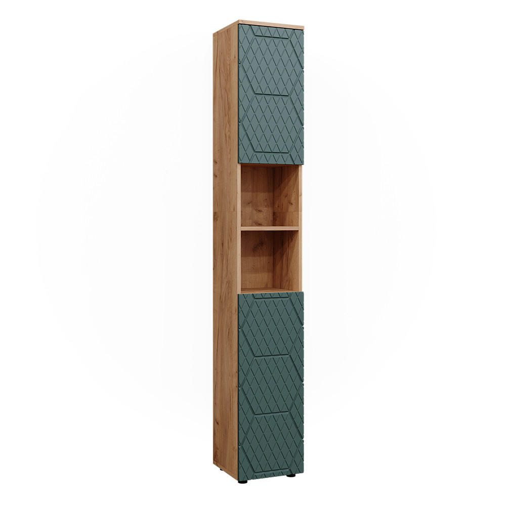 BADSCHRANK Irma Goldkraft Eiche 30 x 192 cm - Grün, Holzwerkstoff (30/192/30cm) - Vicco