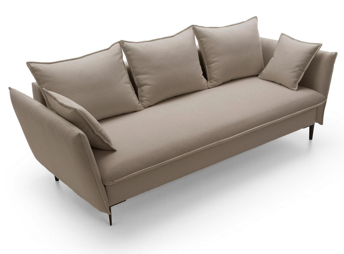 SOFA mit Bettkasten Flavio, 237 cm, Schlaffunktion, Beige - Beige, Holz (237/90/105cm) - Emporius