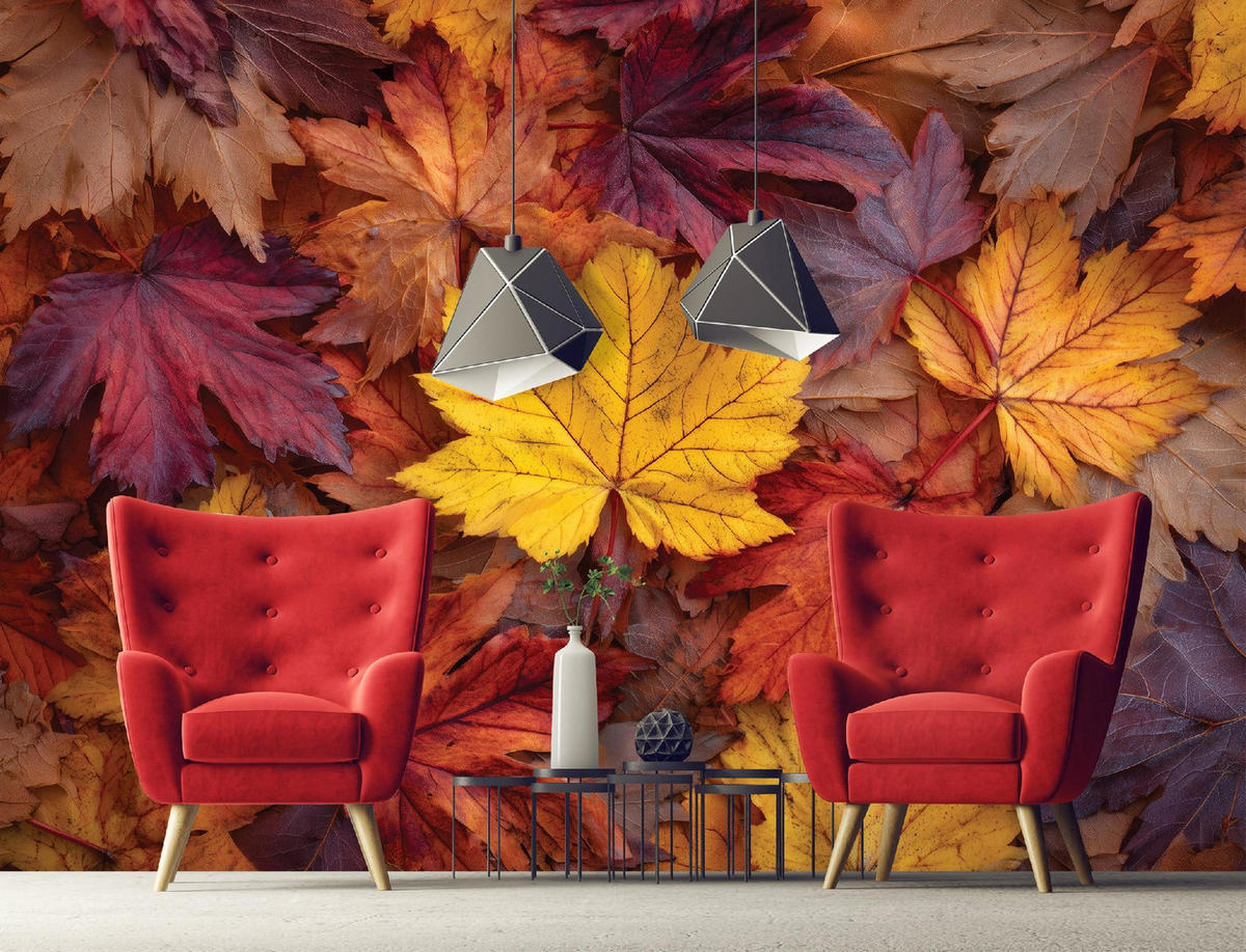 FOTOTAPETE Blätter Natur Bunt 150x105 cm - Multicolor, Papier (150/105cm) - Wallarena