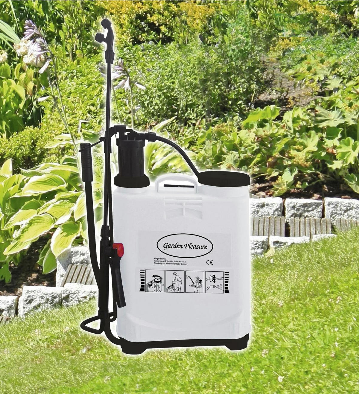 GARTENSPRITZE, 16 L, Rücken, Weiß/Schwarz - Weiß, Kunststoff (51/37.5/18.5cm) - Westfalia