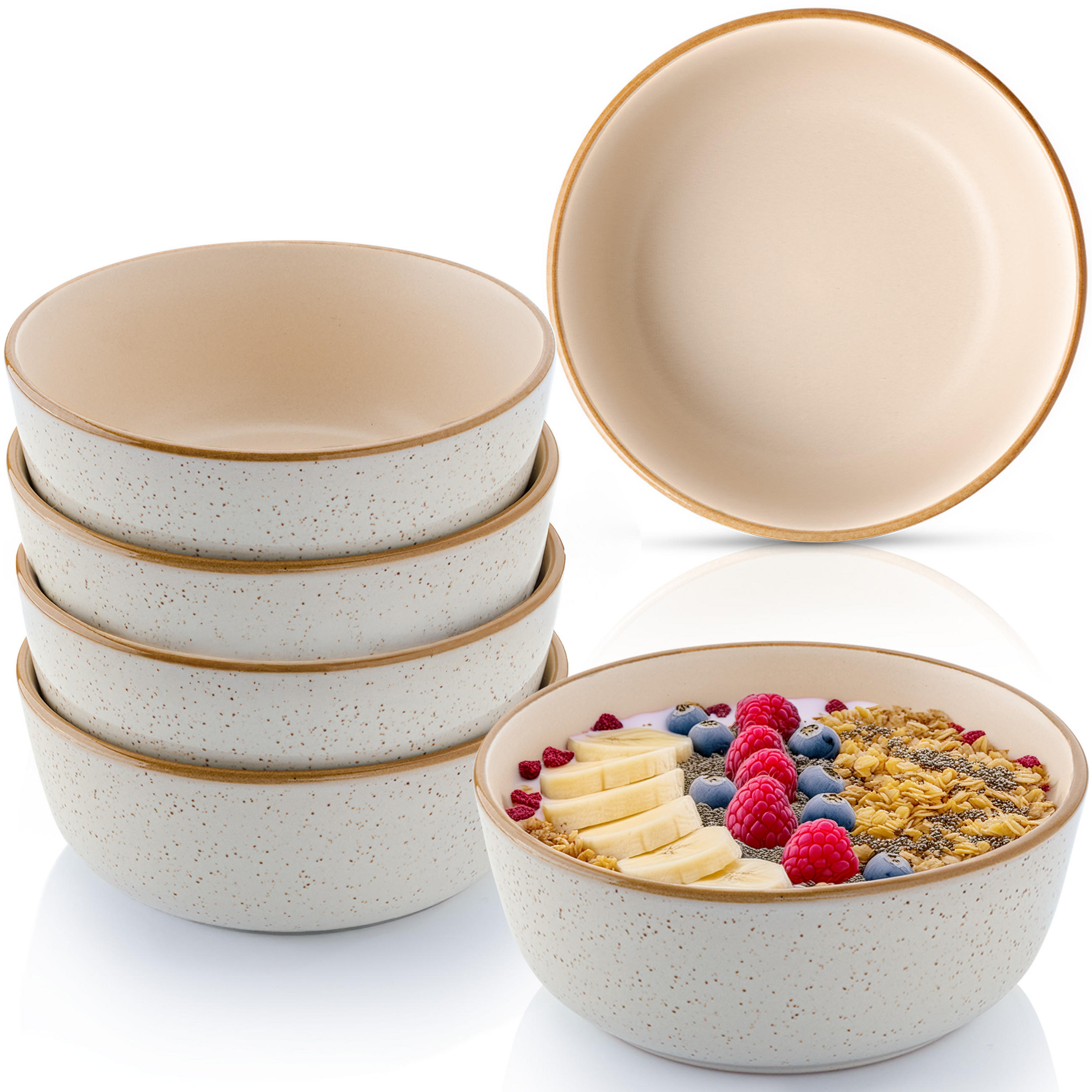 SCHALEN SET RIO CREME - 6 teilig aus Steingut - Creme, Stein (25cm) - Sänger