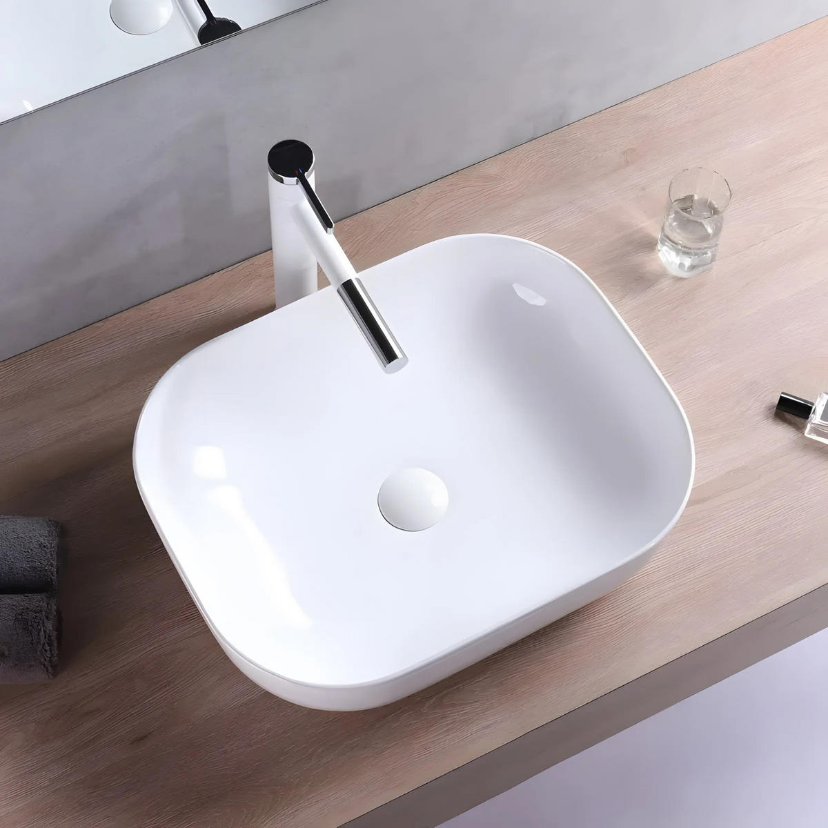 AUFSATZWASCHBECKEN Rea Mona Slim - Weiß, Keramik (40/14/50.5cm) - REA