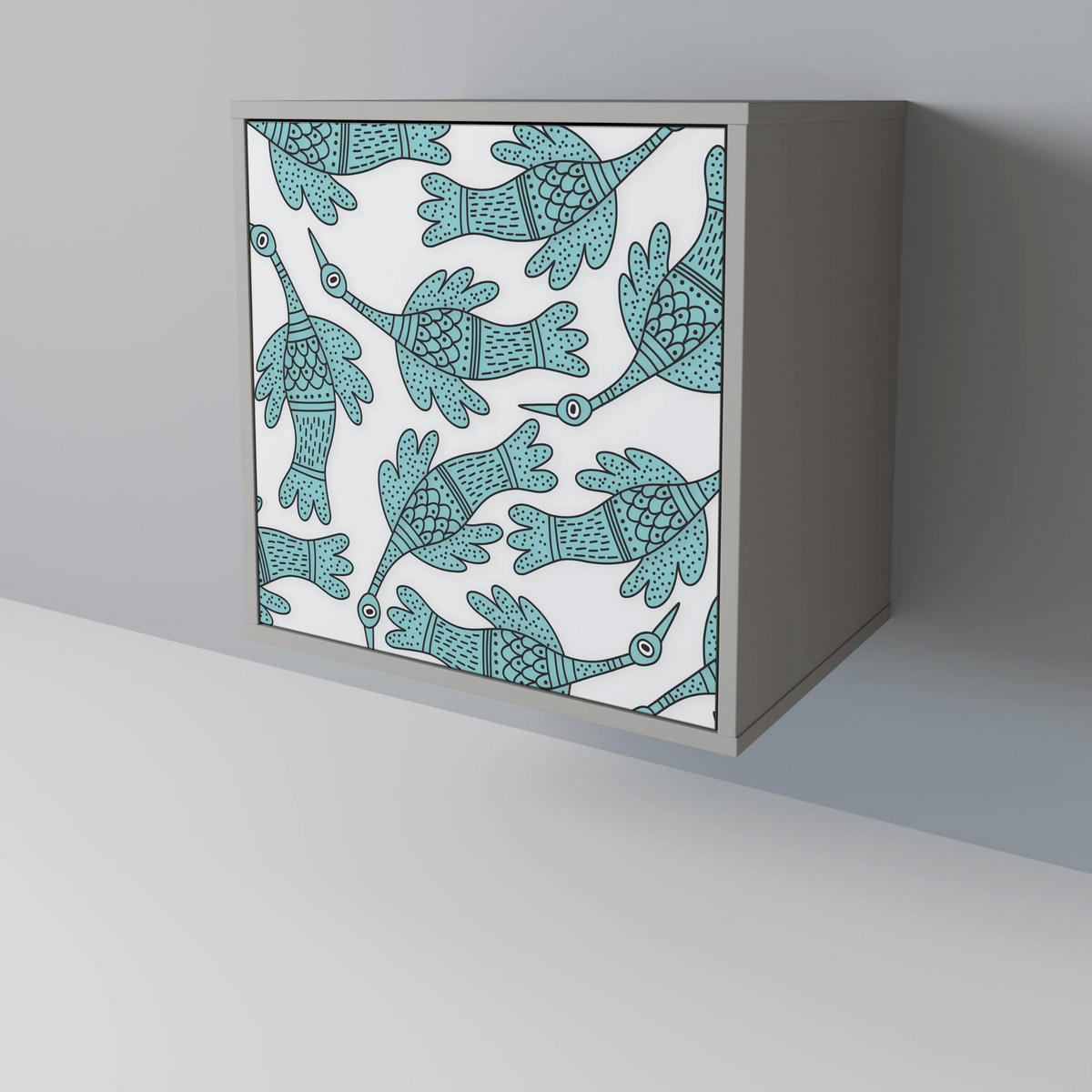 SIDEBOARD WATERSPOUT SONGIBIRD, Grau, 57,5x42x67,5 cm, Schwarze Metall-Rahmenfüße - Multicolor/Schwarz, Holzwerkstoff/Metall (57.5/67.5/42cm) - SpaceRebels