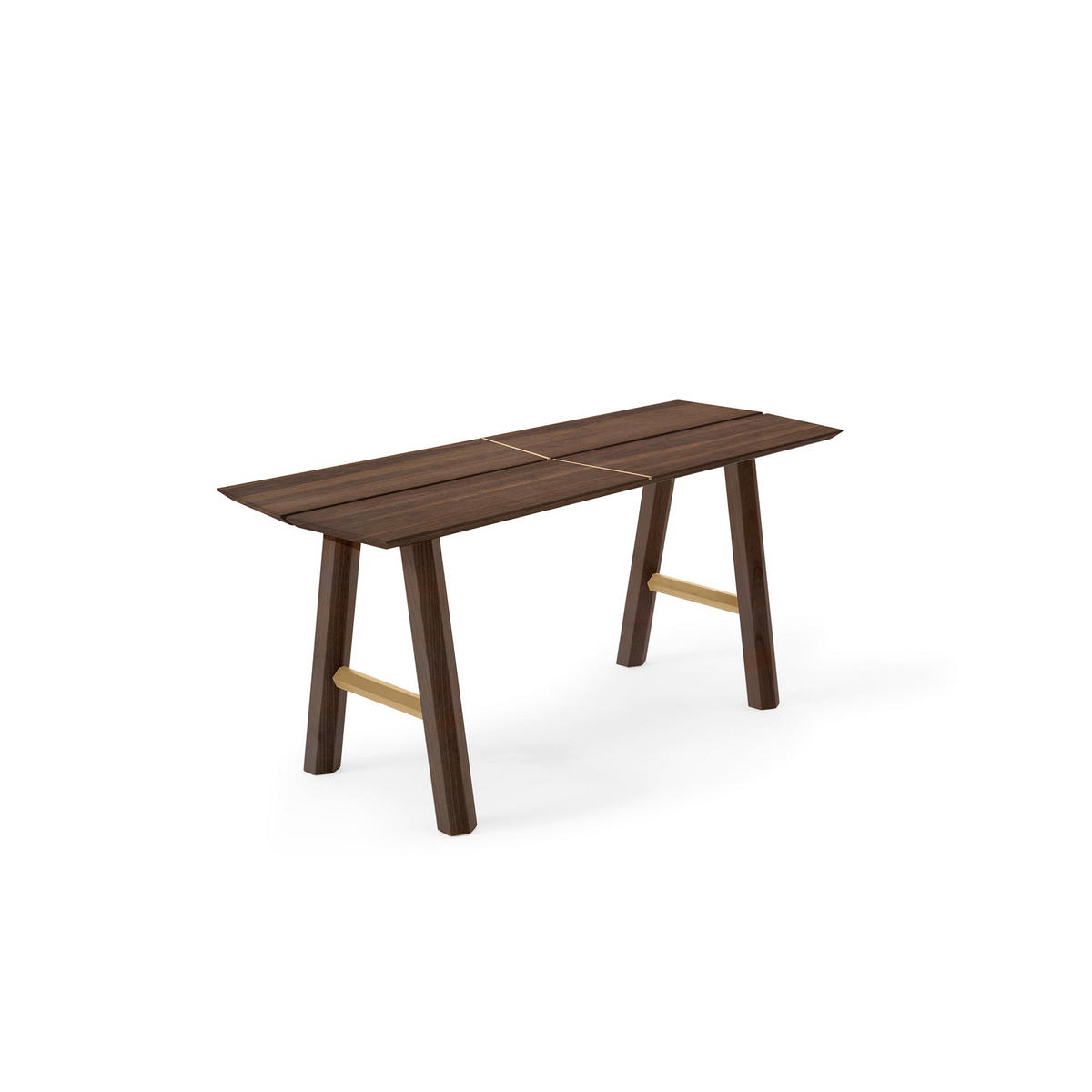 BANK Savia mit goldenen Details - Goldfarben/Walnussfarben, Holz (102/45/36cm) - Woodendot