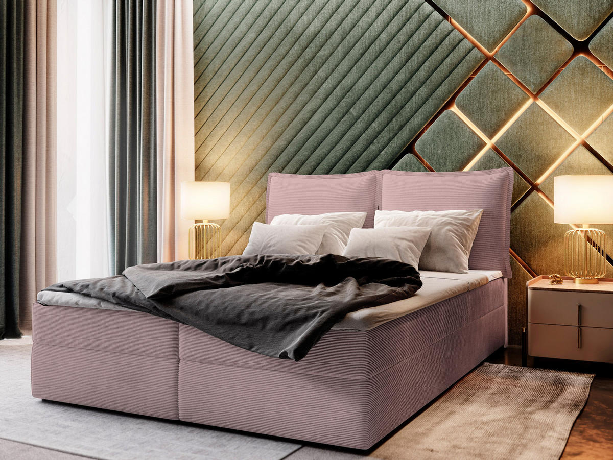 BOXBETT LENTE 140x200 cm mit Matratze und Topper - Rosa - Rosa, Holz (140/200cm) - MASSENO