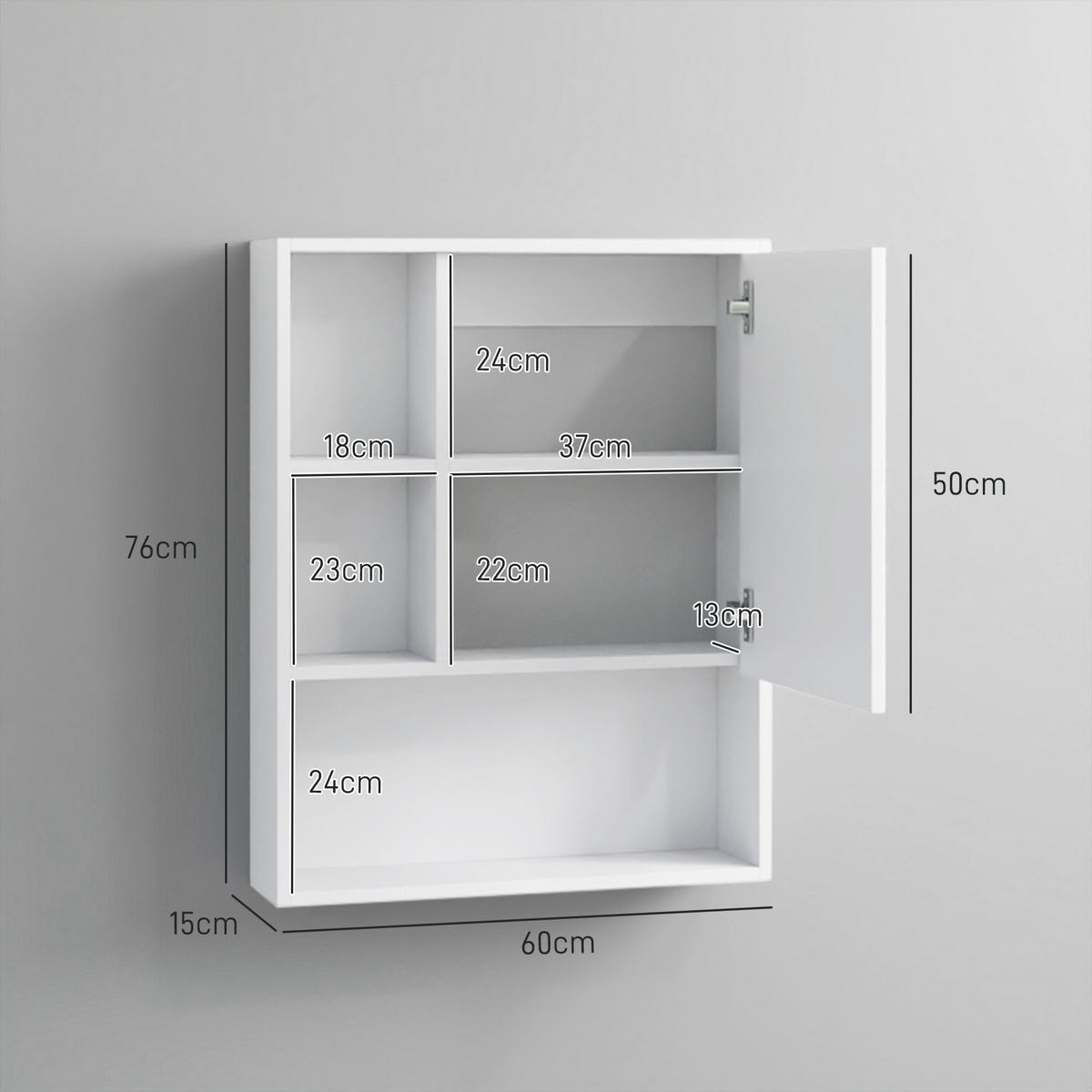 SPIEGELSCHRANK Weiß 60/15/76 cm - Weiß, Holzwerkstoff (60/76/15cm) - PANGIVO
