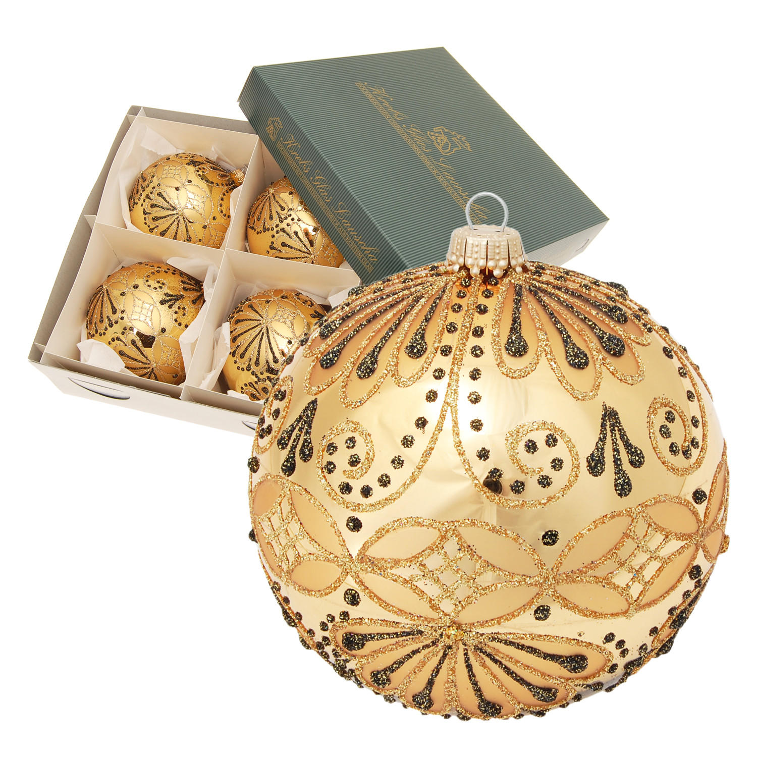 Krebs Glas Lauscha Christbaumkugeln Gold 10x10x10 cm