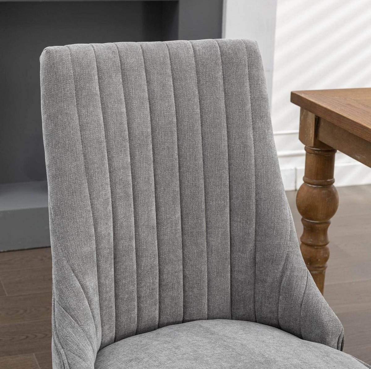 ESSZIMMERSTUHL 2er-Set mit hoher Rückenlehne Chenille Grey - Grau, Holz (50/95.5/64cm) - Meubliv