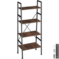 LEITERREGAL Newcastle,inklusive Kippschutz, 57,5 x 35,5 x 139 cm,Industrial Holz dunkel, rustikal - Rostfarben, Holz (35.5/139/57.5cm) - tectake