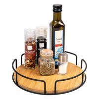 DREHTELLER Bambus/Metall schwarz - Schwarz, Metall (25/6/25cm) - eluno