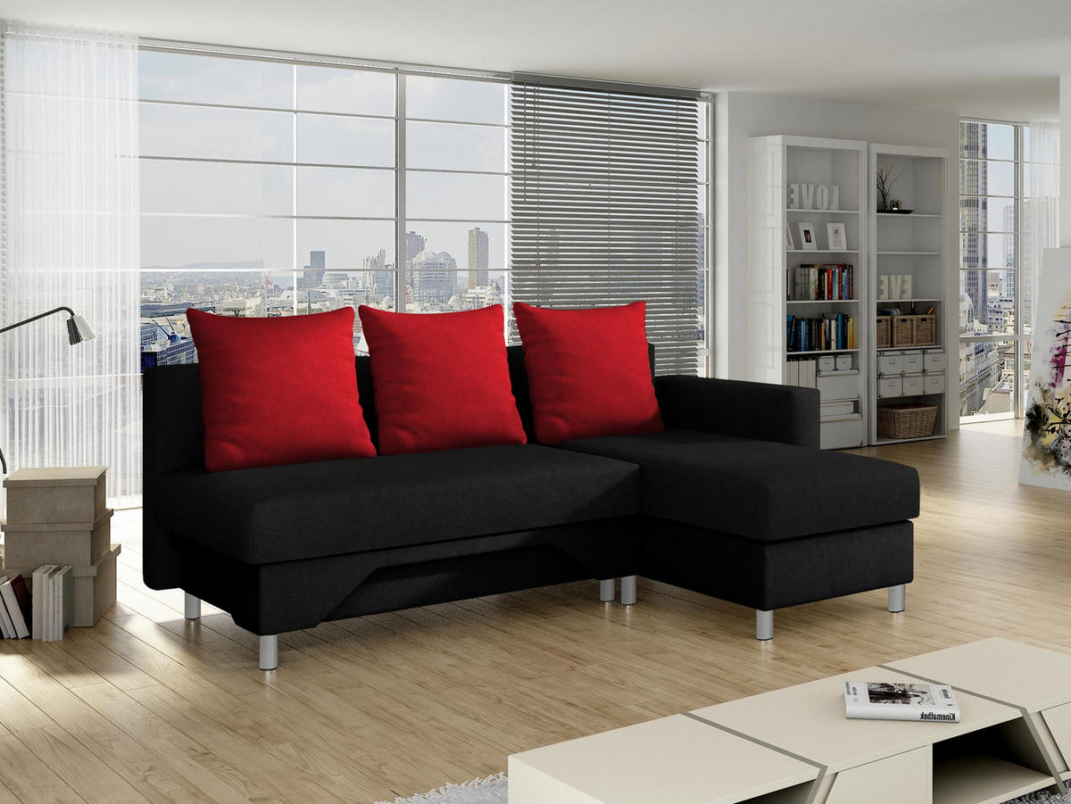 ECKSOFA Tom, Seite: Rechts - Rot/Schwarz, Holz/Kunststoff (215/133cm) - MIRJAN24