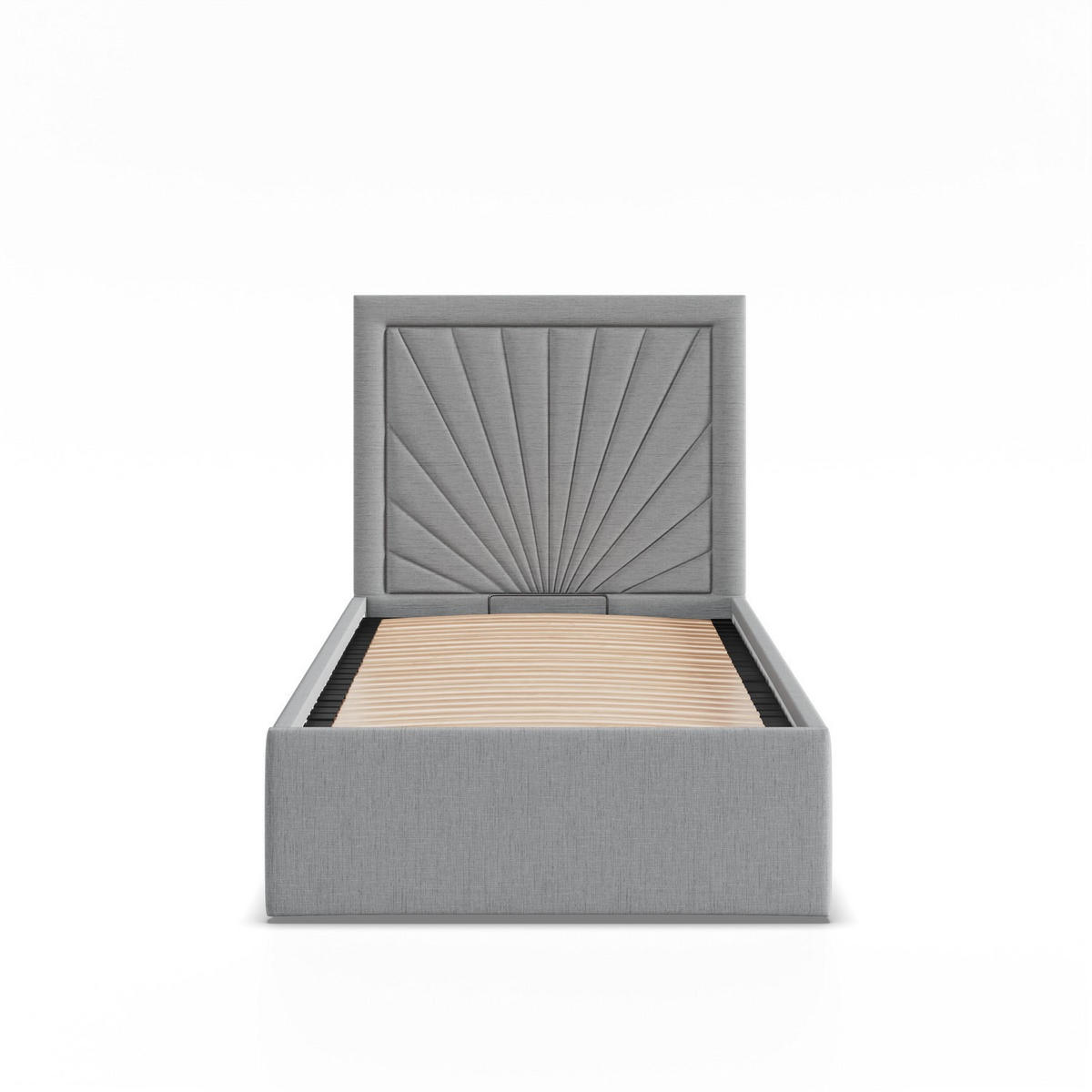 POLSTERBETT MIT KOPFTEIL 90x200 mit Bettkasten VASTO, Grau - Hellgrau, Textil (90/200cm) - Mebligo