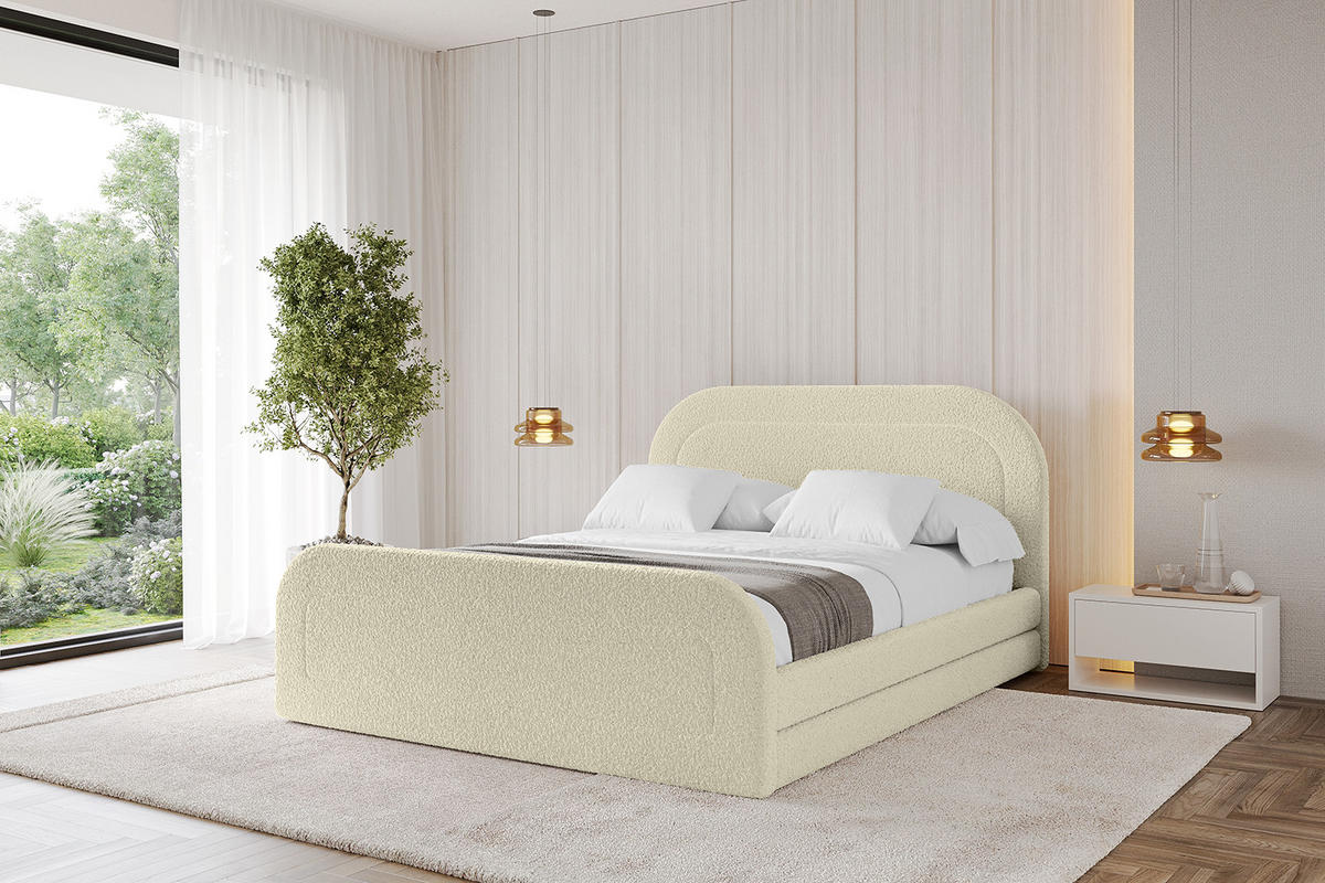 POLSTERBETT mit Bettkasten, Fußteil und Lattenrost, Boxbett mit Matratze H3/H4 - LERIS-Z 180x200 Beige - Taupe, Holzwerkstoff/Textil (180/200cm) - ALTDECOR