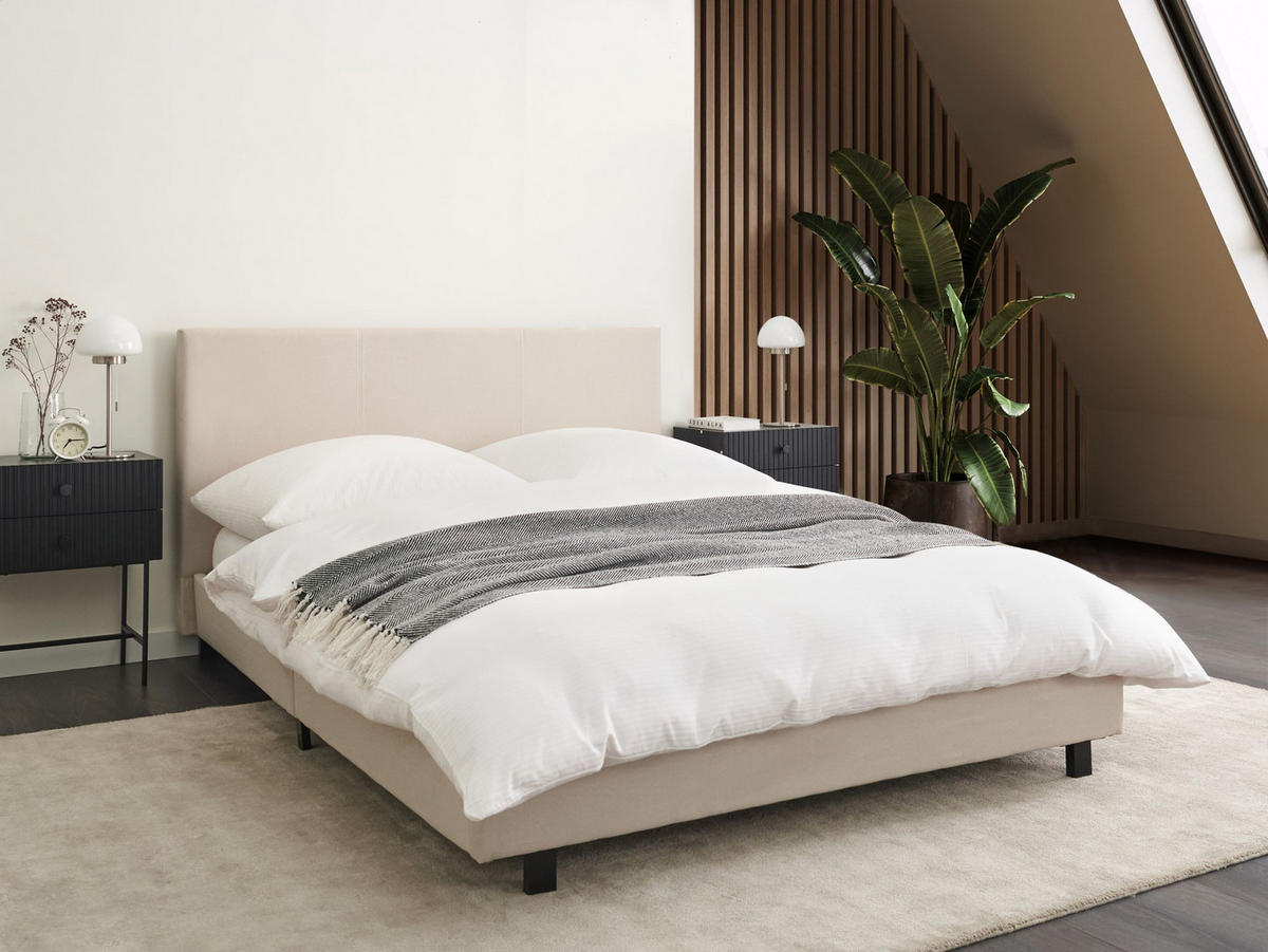 POLSTERBETT mit Lattenrost 140x200 cm Beige Albi - Beige, Textil (140/200cm) - Beliani